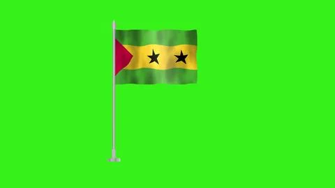 Pole Flag of So Tom and Prncipe, Flag of So Tom and Prncipe, So Tom and Prn.. Stock Illustration