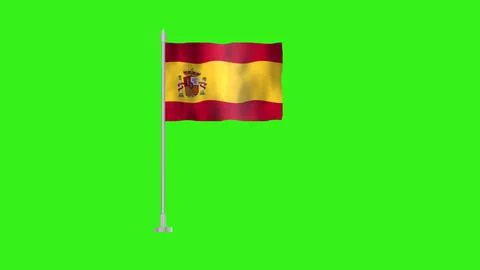 Pole Flag of Spain, Flag of Spain, Spain Pole flag waving in the wind on Gr.. Stock Illustration