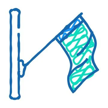 Pole flag start icon doodle illustration Stock Illustration