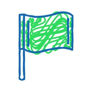 Pole flag start icon doodle illustration Stock Illustration