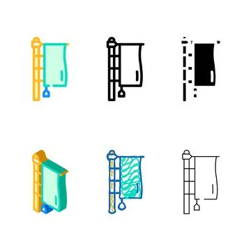 Pole flag stylized web color icon vector Illustrazione stock