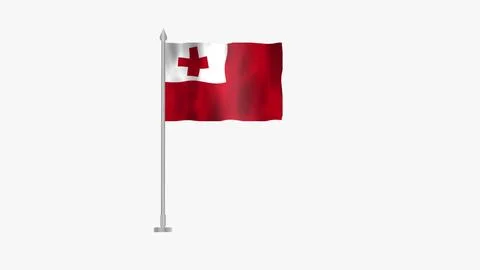 Pole Flag of Tonga, Flag of Tonga, Tonga Pole flag waving in the wind on Gr.. Stock Illustration