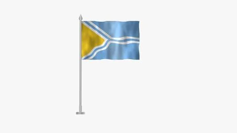 Pole Flag of Tuva, Flag of Tuva, Tuva Pole flag waving in the wind on Green.. Stock Illustration