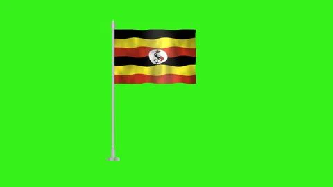Pole Flag of Uganda, Flag of Uganda, Uganda Pole flag waving in the wind on.. Stock Illustration