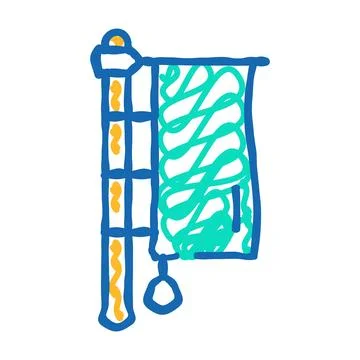 Pole flag web icon doodle illustration Stock Illustration