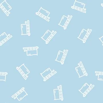 Pole flag web line vector seamless pattern Stock Illustration