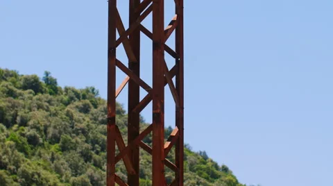 Pole high-voltage power lines, insulation elements Stock Footage 65207609