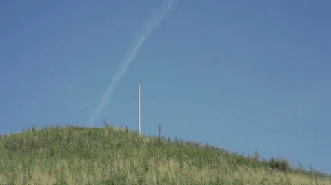Pole on a hill against the sky Stock Footage 59369594