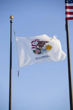 Pole of illinois flag Stock Photos