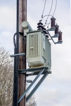 Pole Mounted Transformer Foto stock