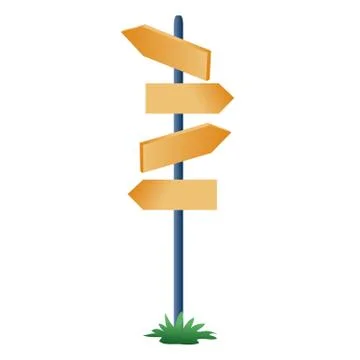 Pole with pointers on the road indicate the direction in different directions Illustrazione stock
