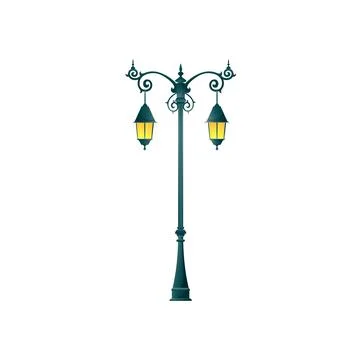 Pole post with illumination lantern, street lamp Stock Illustration