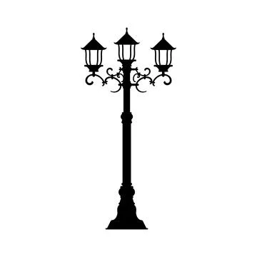 Pole post with illumination lantern, street lamp Illustration