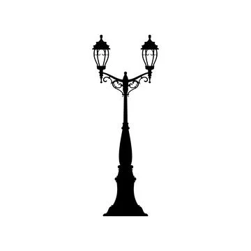 Pole post with illumination lantern, street lamp Stock Illustration
