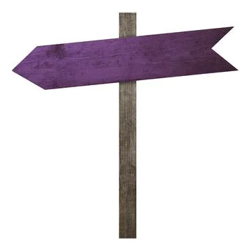 Pole with purple arrow-shaped pointer isolated on white Foto stock