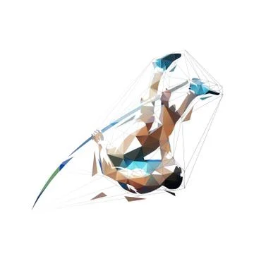 Pole vault, abstract low polygonal isolated vector illustration, geometric ju Ilustración de archivo