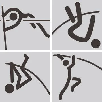 Pole vault icons Stock Illustration
