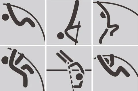 Pole vault icons Stock Illustration