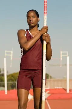 Pole Vaulter Standing With Pole Stock Photos