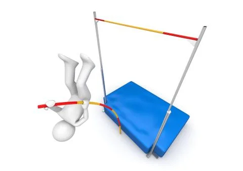 Pole-vaulting (3d isolated on white background sports characters series) Stock Illustration