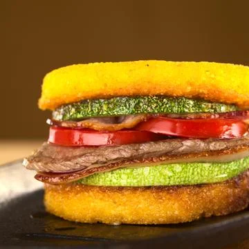 Polenta burger Stock Photos
