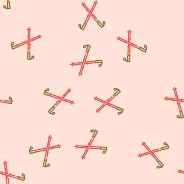 Poles ski mountain winter vector seamless pattern Illustrazione stock