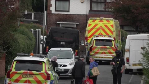 Police activity close to scene of synagogue attack Video stock 318226969