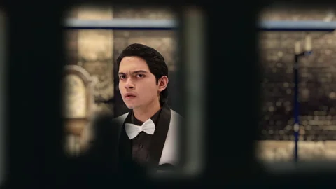 Police agent visible from passing train Stock Footage 197406920