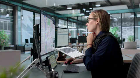 Police Analyst Studies Crime Patterns Using Geospatial Mapping Software Stock Footage 340401621