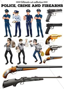 Police and criminal set Stock Illustration