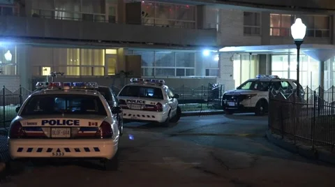 Police at Apartment Building Stock Footage 59995350