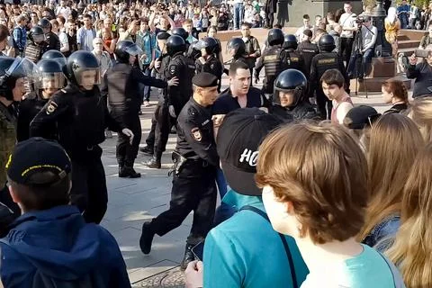Police arrest protesters. Stock Photos