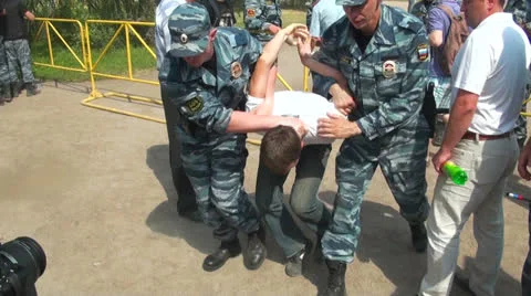 Police arrested a man Video stock 25536143