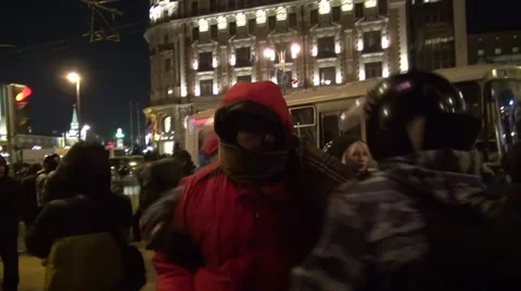 Police arrested protesters Stock Footage 45525294