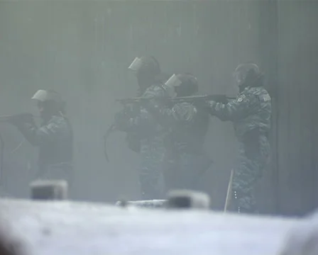 Police attack protesters . Stock Footage 69098372