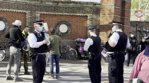 POLICE ATTEND 'KILL THE BILL' PROTEST ON EASTER WEEKEND 2021 UK 4K Stock Footage 151542469