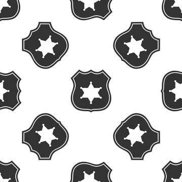 Police badge icon seamless pattern on white background. Vector Illustration Stock Illustration