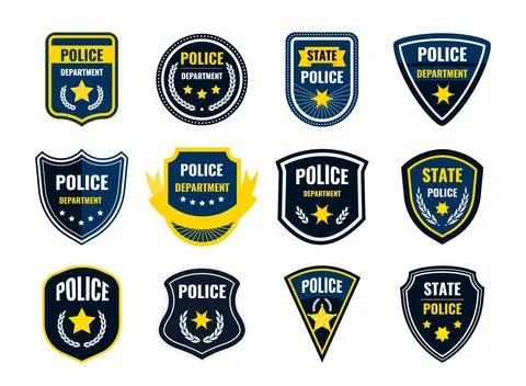 Police badge. Security department shield symbols. Federal government authority Stock Illustration