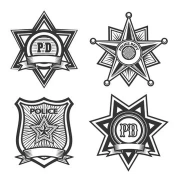 Police Badge Set Stock Illustration