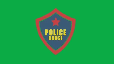 Police badge shield icon with red star animated graphic on green screen backgrou Stock Footage 330881638