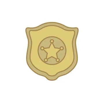 Police Badge Shield Vector Emblem Flat Design Illustration Stock Illustration