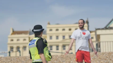 Police on the beach 4 Stock-Footage 130060839