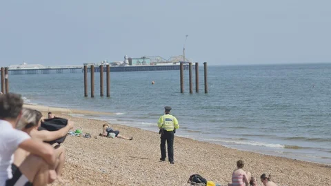 Police on the beach 8 Stock-Footage 130061323