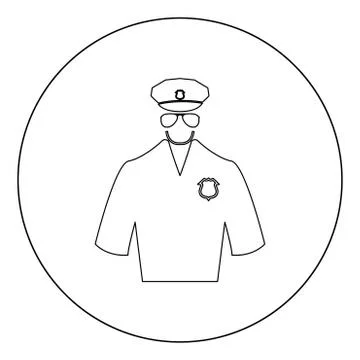 Police black icon in circle vector illustration isolated . Stock Illustration