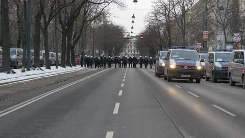 Police blockade in Vienna Video stock 146797998