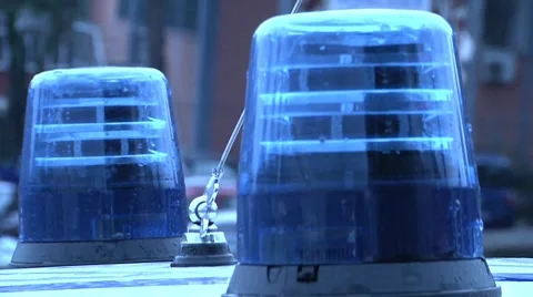 Police blu lights LED. Video stock 8990486