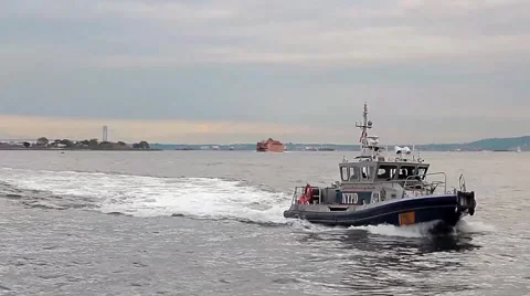 Police Boat Stock Footage 48632678