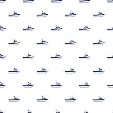 Police boat seamless pattern for marine patrol background Stock Illustration