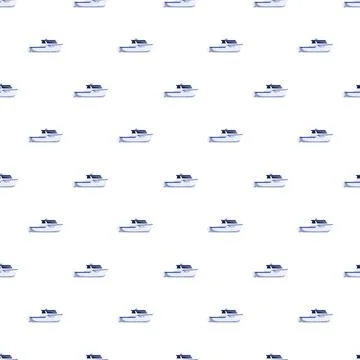 Police boat seamless pattern on white background Stock Illustration