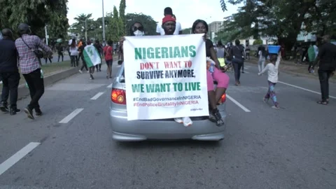 Police brutality,dissolution of sars in Nigeria Stock Footage 141515443
